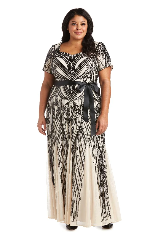 R&M Richards 7385W Long Plus Size Sequins Dress