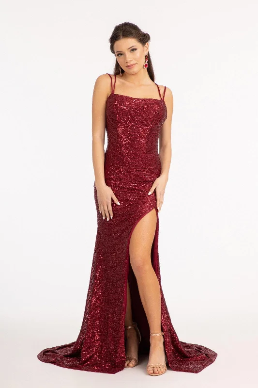 Long Spaghetti Strap Mermaid Evening Dress