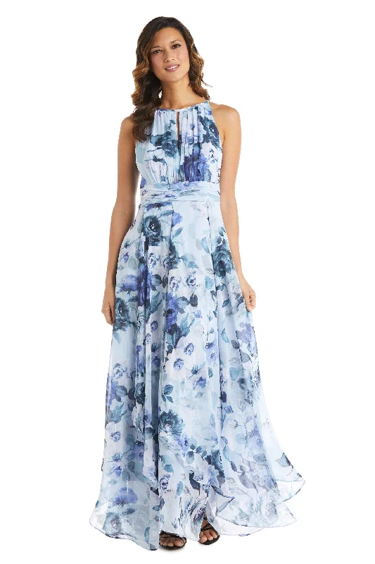 R&M Richards 7729 Long Halter Formal Floral Dress