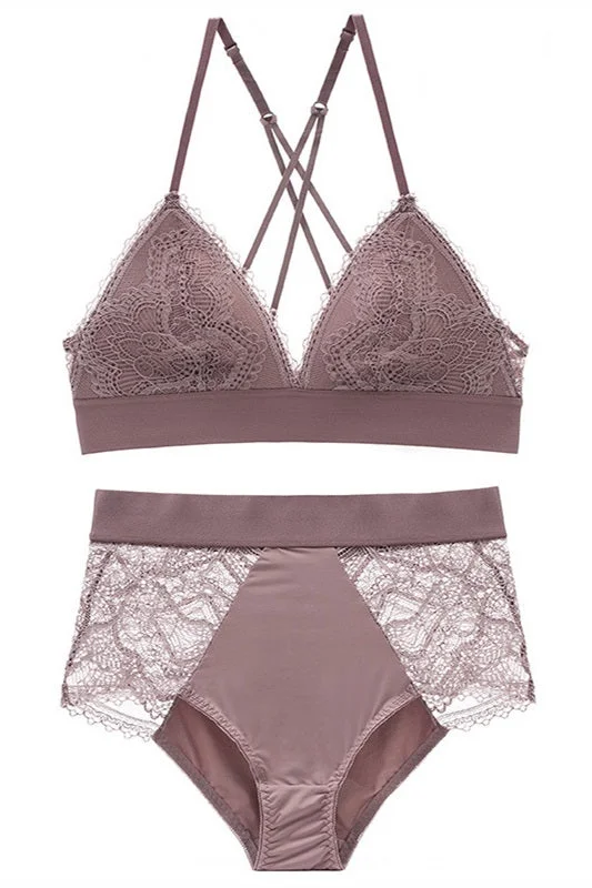 Sexy Triangle Deep Mauve Lingerie Set