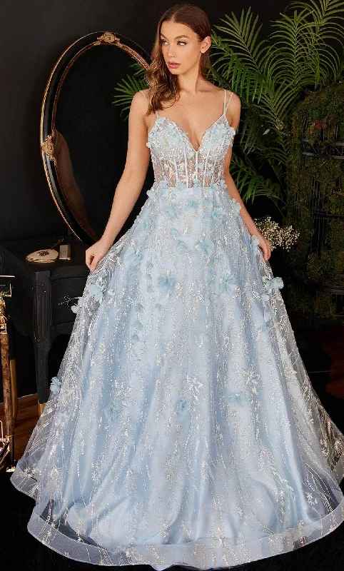 Cinderella Divine CB105 - Enchanting A-Line Dress with 3D Floral Embellishments Prom Dress