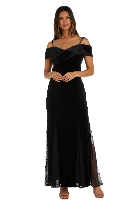 Nightway Long Off Shoulder Formal Velvet Gown 22083