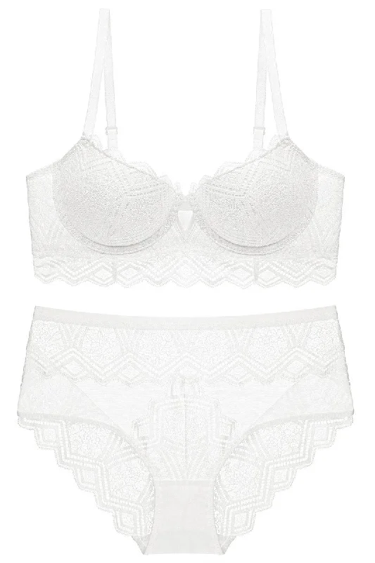 Ruffles White Lace Lingerie Set