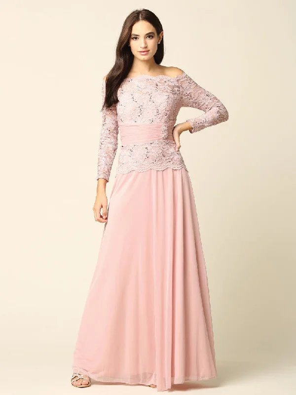 Long Mother of the Bride Off Shoulder Formal Dress