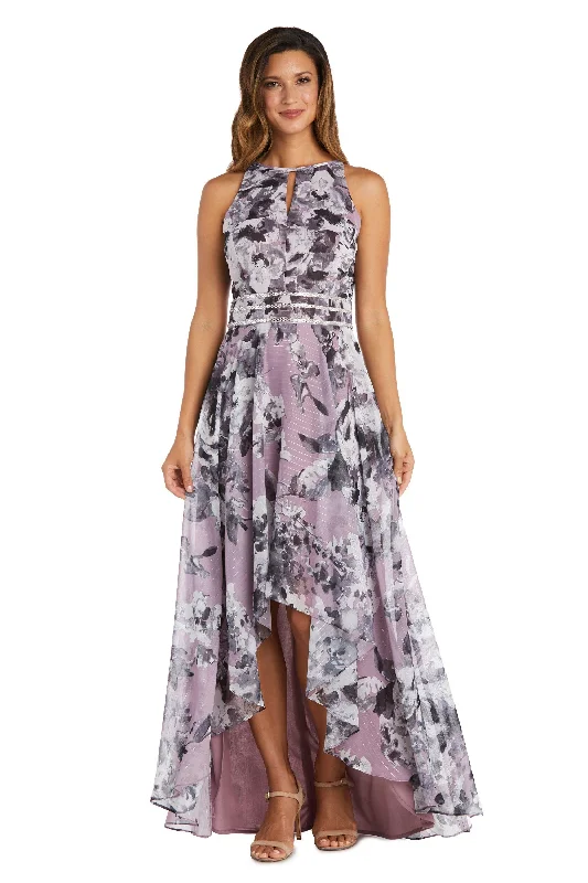 R&M Richards 9392 High Low Floral Halter Dress