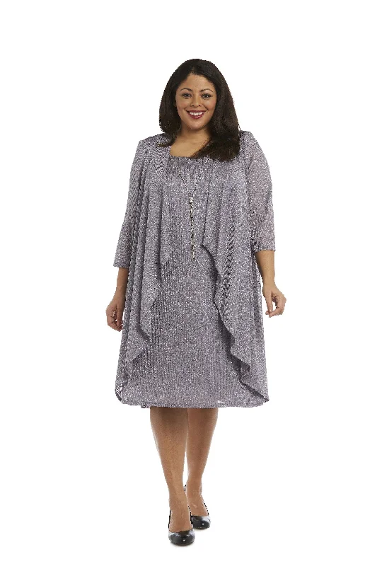 R&M Richards 1647W Short Plus Size Metallic Dress