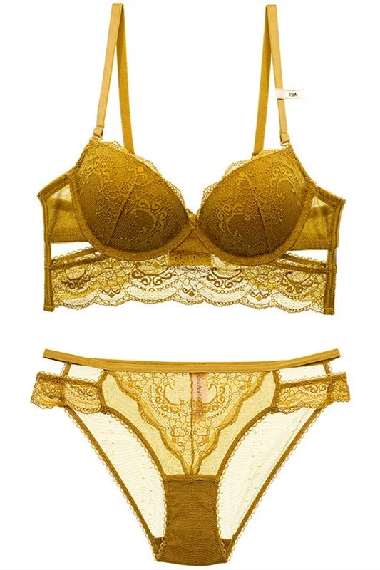 Mustard Yellow Lace Lingerie Set