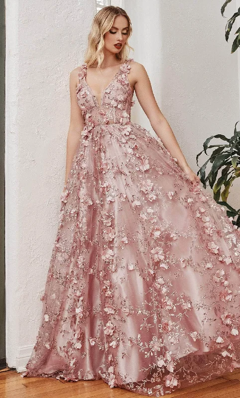 Cinderella Divine J838 - Plunging A-Line Prom Dress