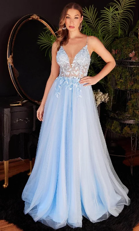 Cinderella Divine CD2214 - Classic Appliqued Gown with Plunging V-Neckline