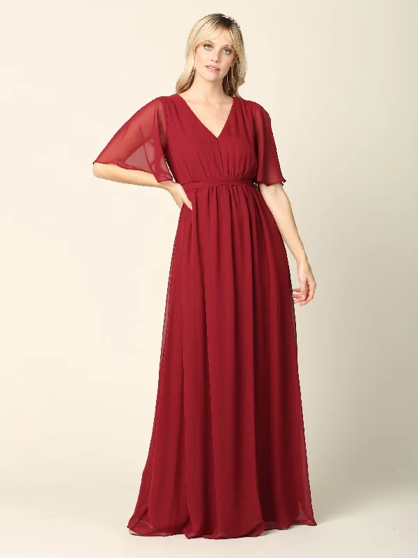 Mother of the Bride Flutter Sleeve Long Dress Sale