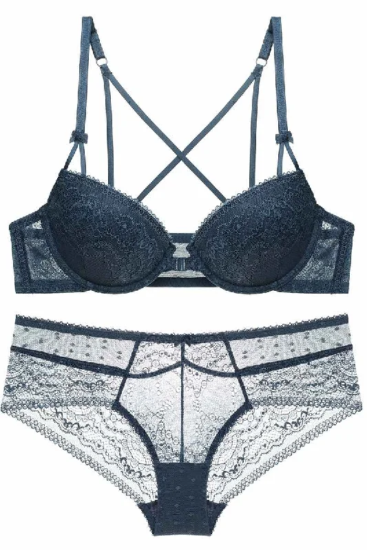 Dark Navy Lace Lingerie Set