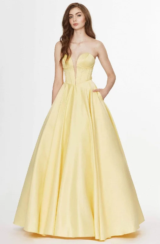 Angela & Alison 91071 - Satin Bustier Corset Prom Dress