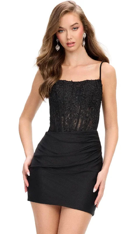 Ashley Lauren 4738 - Spaghetti Strap Corset Cocktail Dress