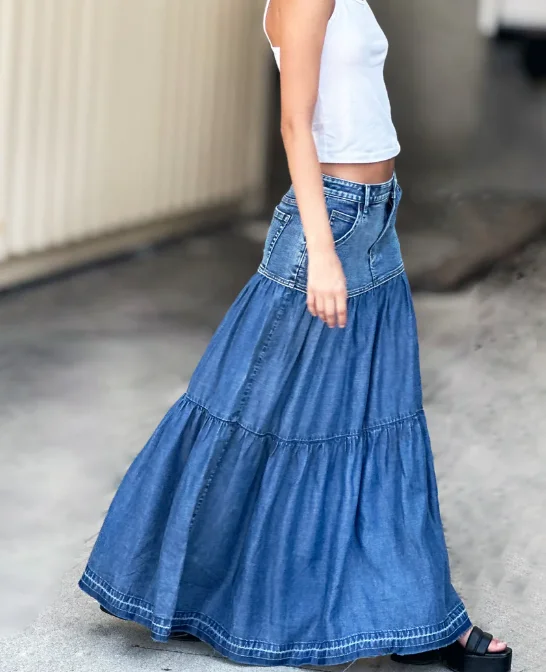 Fun Denim Maxi Skirt