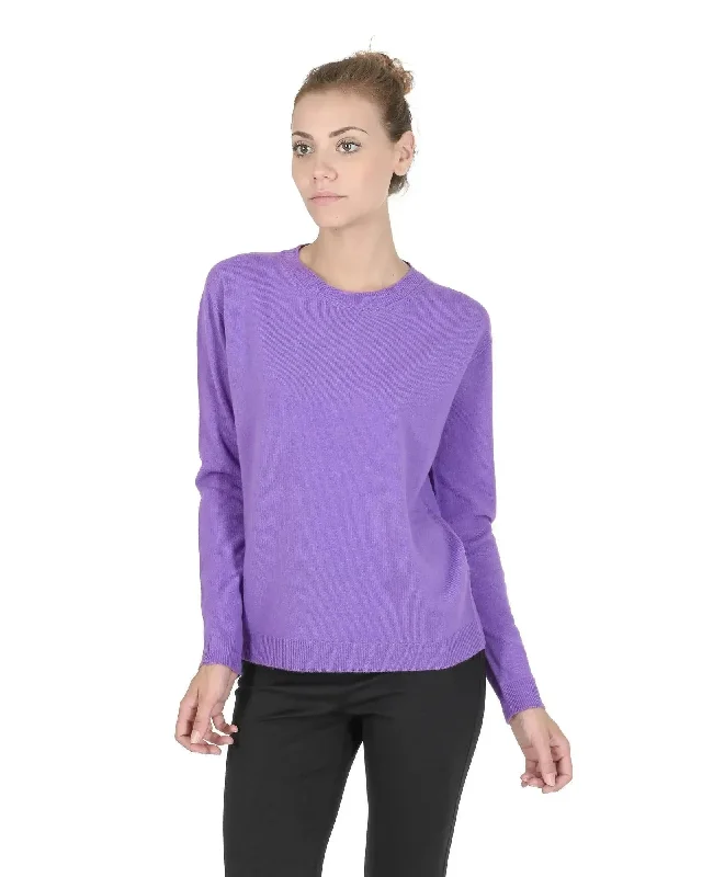 Crown of Edinburgh Cashmere Women's Premium Italian Cashmere Women Sweater in Lavanda - 40 EU