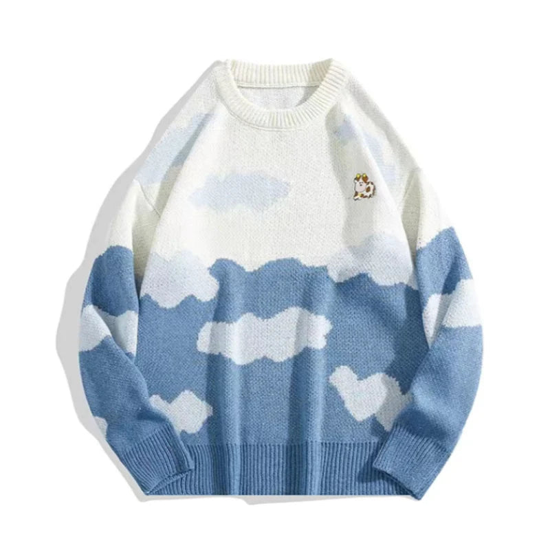 Cute Cloud Contrast Color Sweater