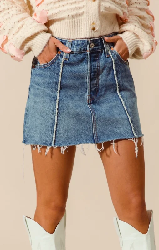 Frayed  Denim Skirt