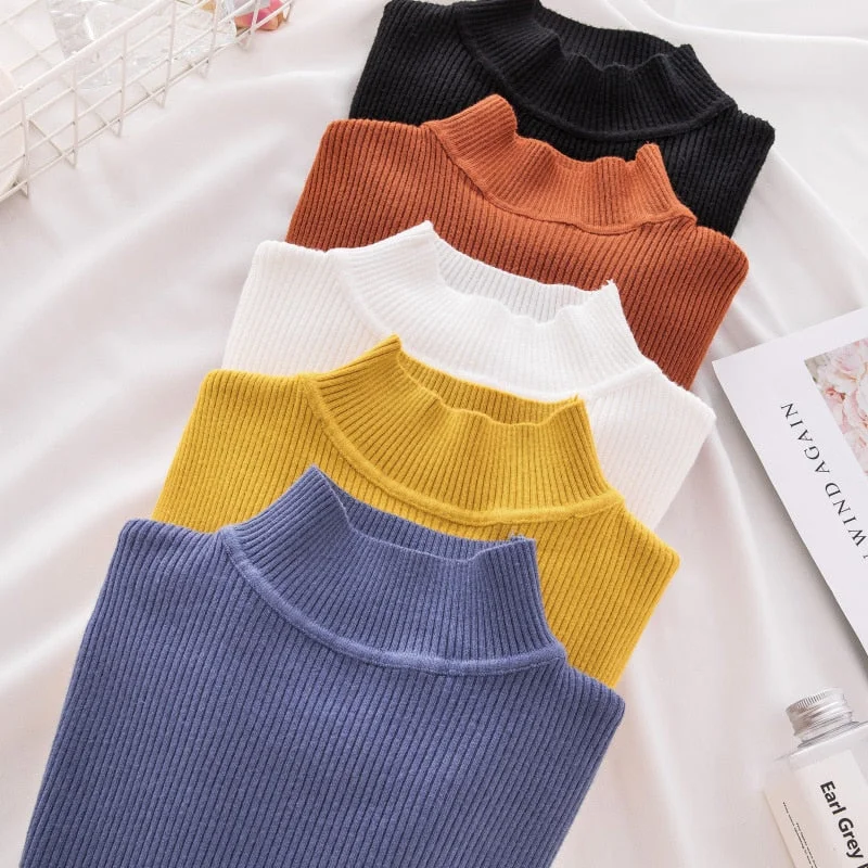 New Turtleneck Knitted Sweater Female Casual Pullover Women Autumn Winter Tops Korean Sweaters Fashion 2018 Women Sweater Jumper