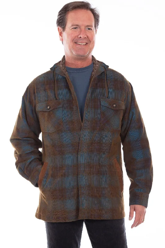 Scully Mens Blue/Brown 100% Cotton Sherpa Corduroy Hoodie