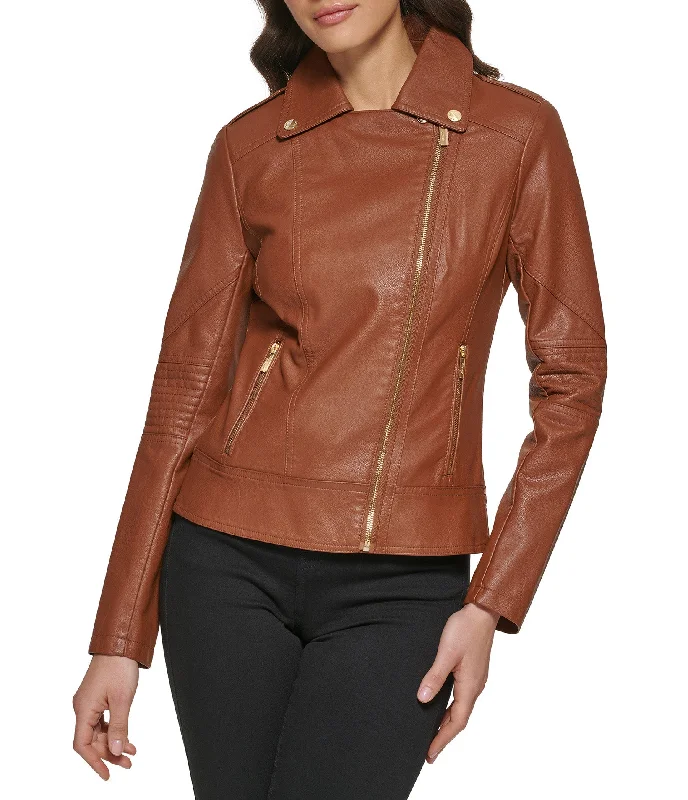 Faux Leather Asymmetrical Zip Moto