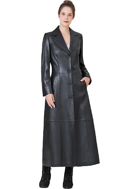 BGSD Monogram Collection Women Lambskin Leather Maxi Coat