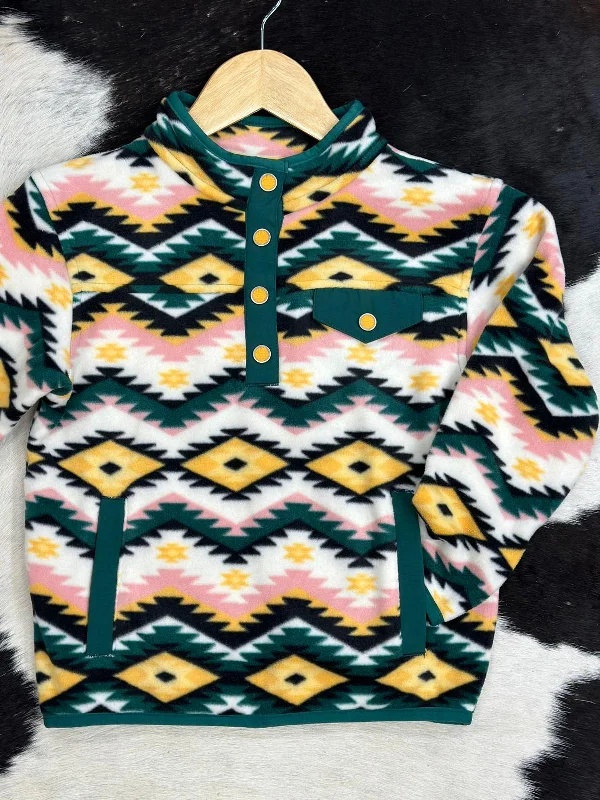 Cinch Girls Green Yellow Aztec Pullover