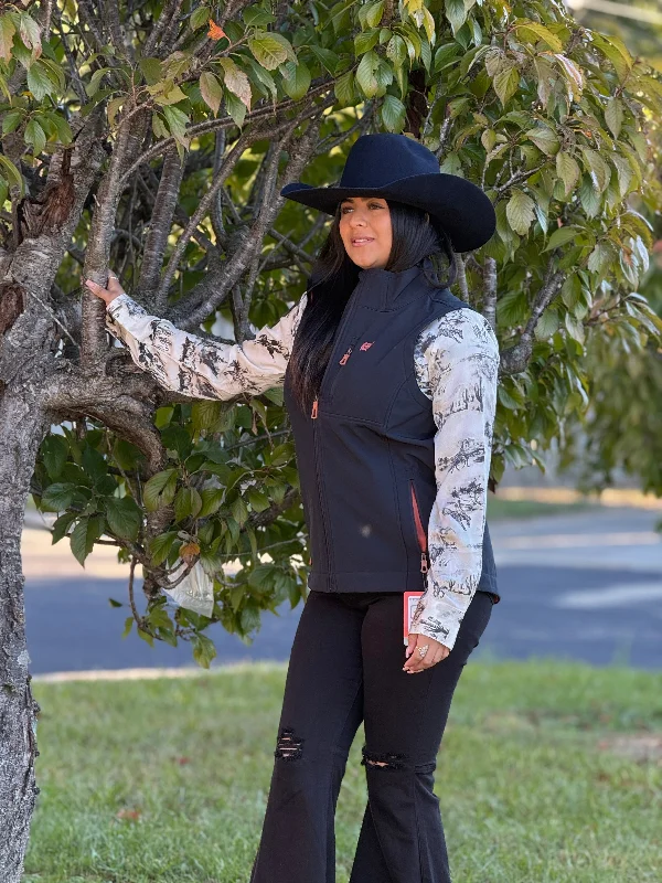 Cinch Womens Black w/orange Vest-3007