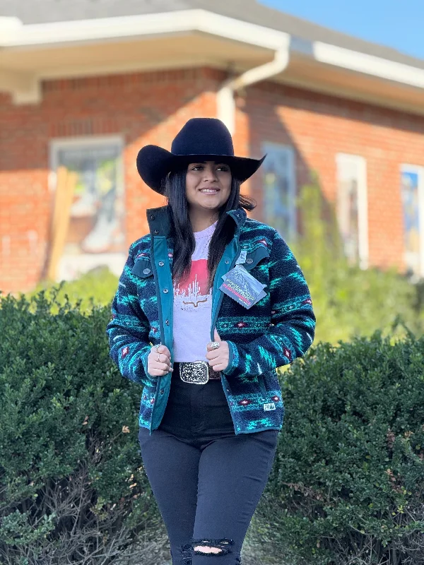 PANHANDLE TEAL PRINTED BERBER JACKET