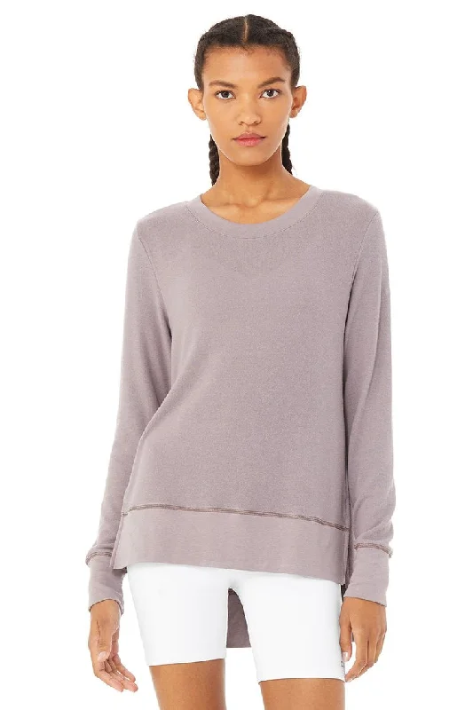 Alo Yoga Women's Glimpse Long Sleeve Pre-Washed Shirt - Lavender Smoke Grey