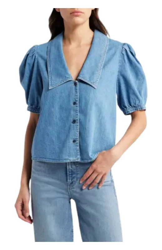 Denim Sailor Blouse In Starlet