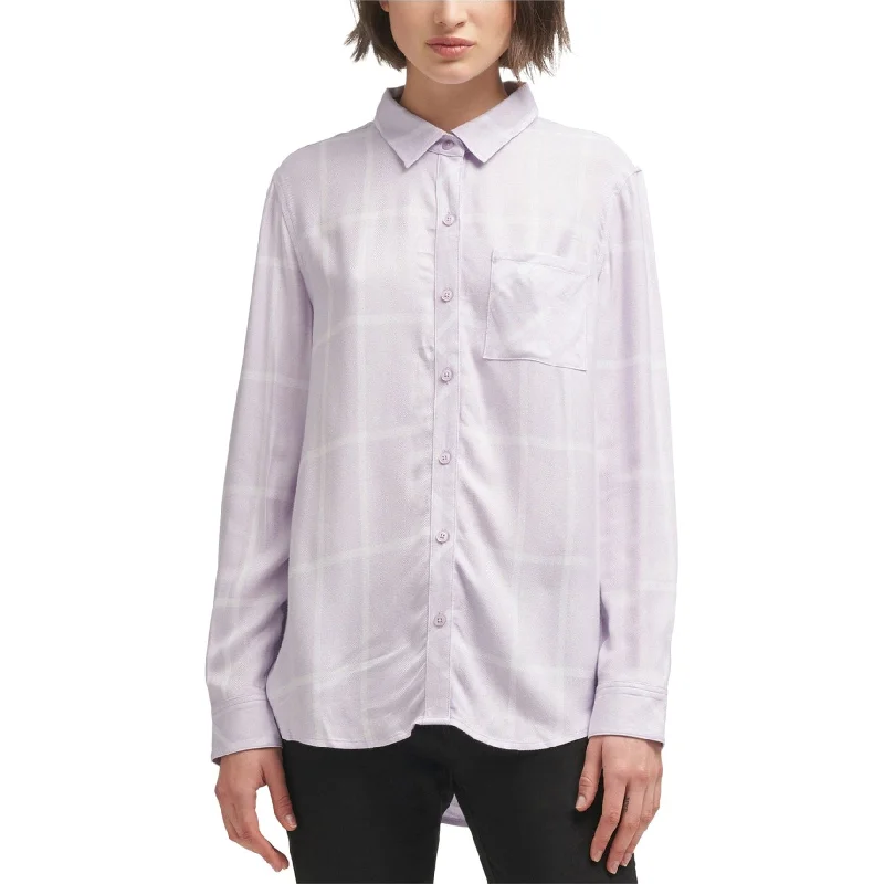 Dkny Womens Plaid Button Up Shirt