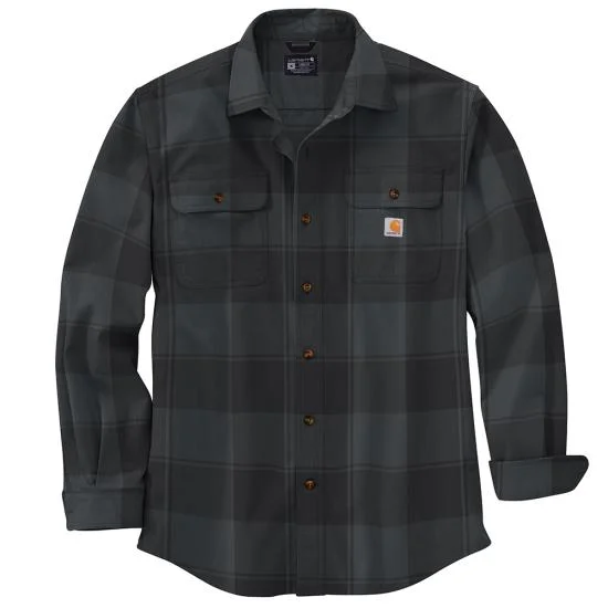 Coming Soon Fall 2024 Loose Fit Heavyweight Flannel Long-Sleeve Plaid Shirt - Black