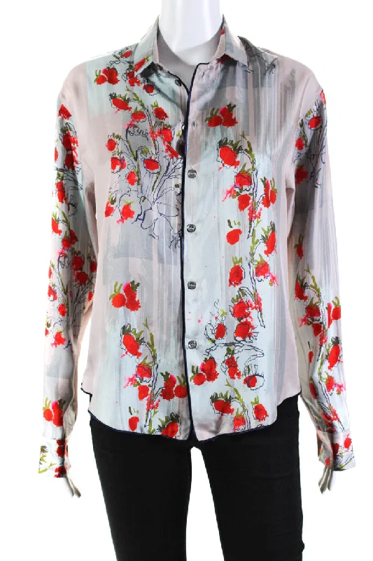 Rohka Womens Classic Silk Shirt  Floral