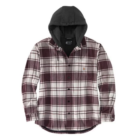 Rugged Flex® Relaxed Fit Flannel Fleece Lined Hooded Shirt Jac - Malt