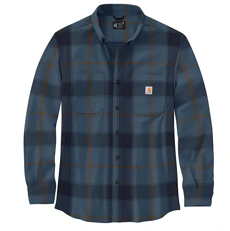 Rugged Flex Relaxed Fit Midweight Flannel Long-Sleeve Plaid Shirt - Thundercloud