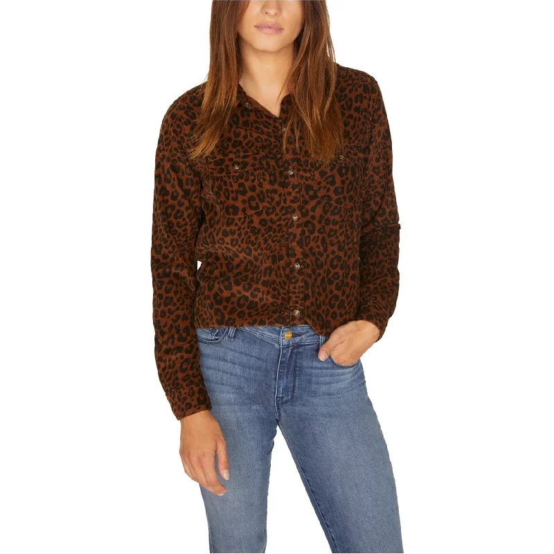 Sanctuary Clothing Womens Urban Leopard Button Up Shirt, Brown, X-Small