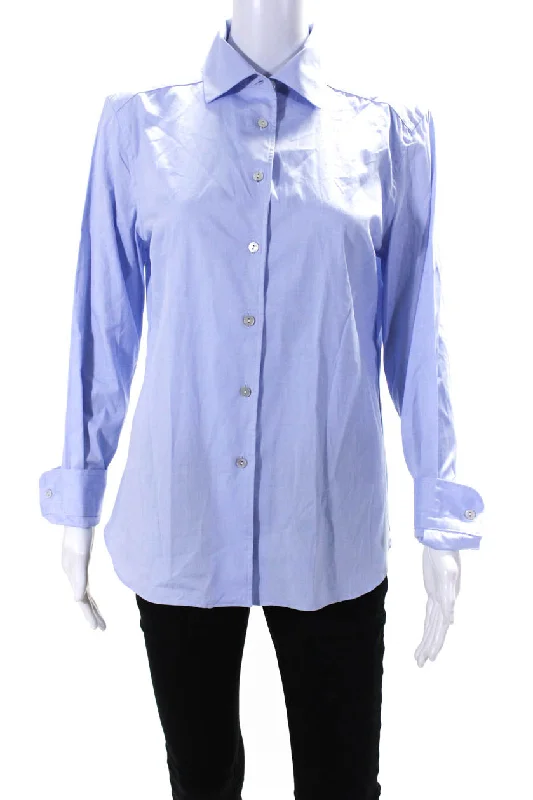 Sharis Place Womens Rebecca Long Sleeve Button Up Shirt Baby Blue