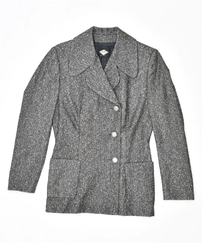 ATOS LOMBARDINI Womens 3 Button Blazer Jacket UK 14 Medium Grey Flecked