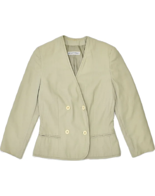 EMPORIO ARMANI Womens Double Breasted Blazer Jacket IT 42  Medium Beige