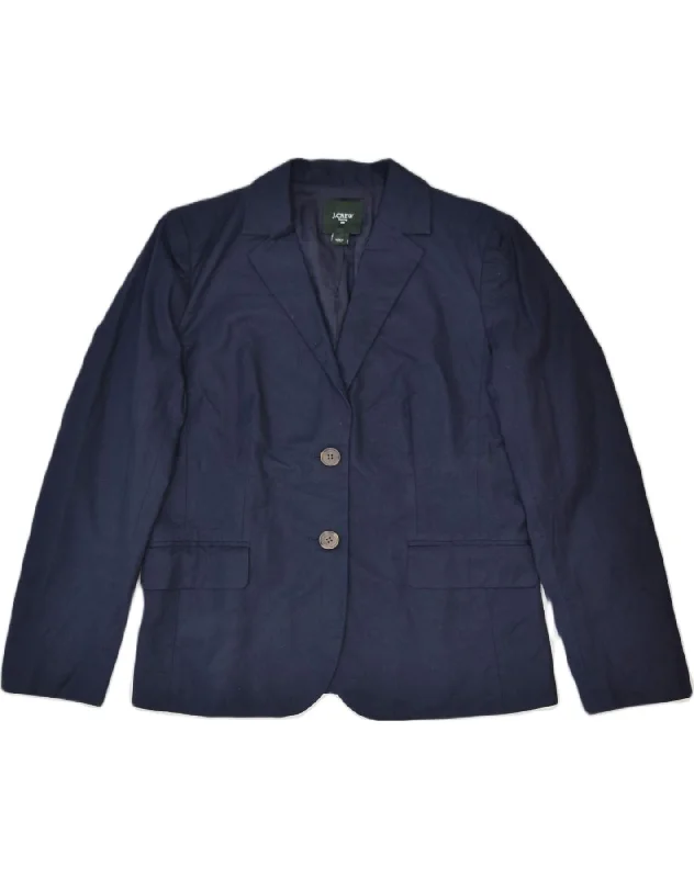 J. CREW Womens 2 Button Blazer Jacket US 6 Medium Navy Blue Cotton Classic