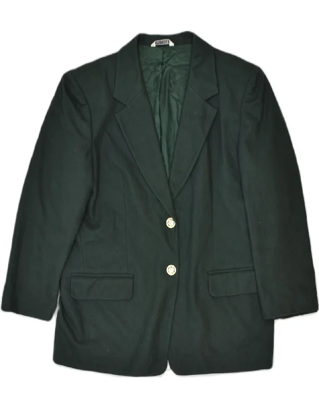 LAURA LINDOE Womens 2 Button Blazer Jacket IT 46 Large Green Wool