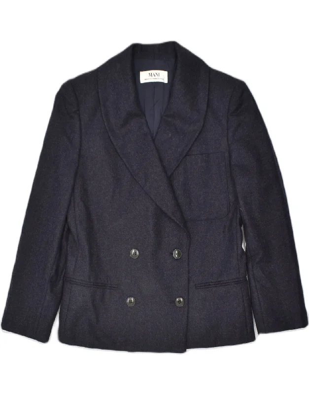 MANI Womens Double Breasted Blazer Jacket IT 42 Medium Navy Blue Classic