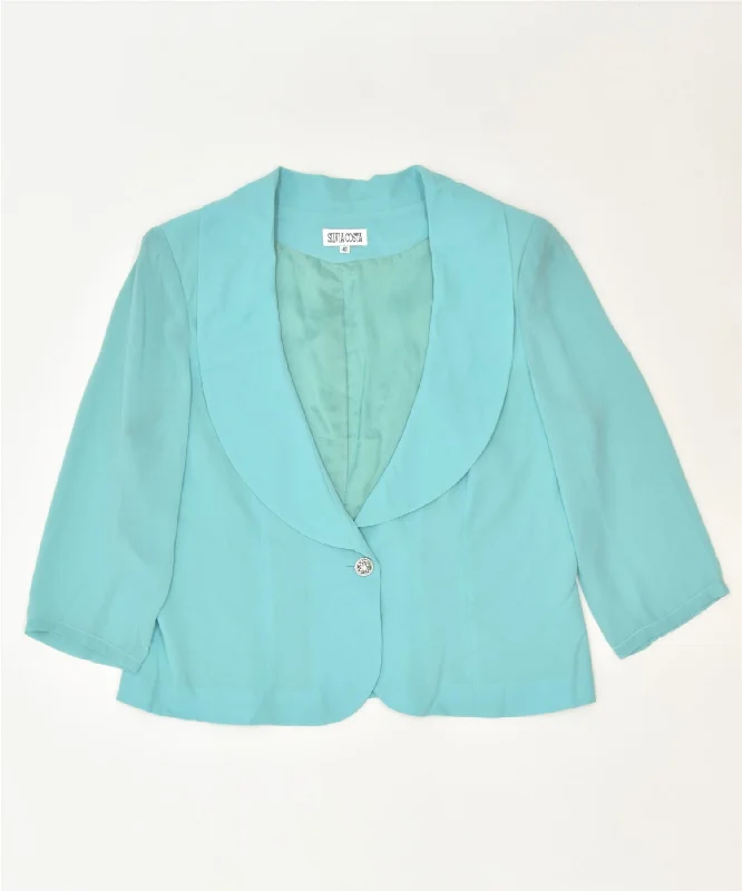 SILVIA COSTA Womens 1 Button Blazer Jacket IT 48 XL Blue Polyester Classic