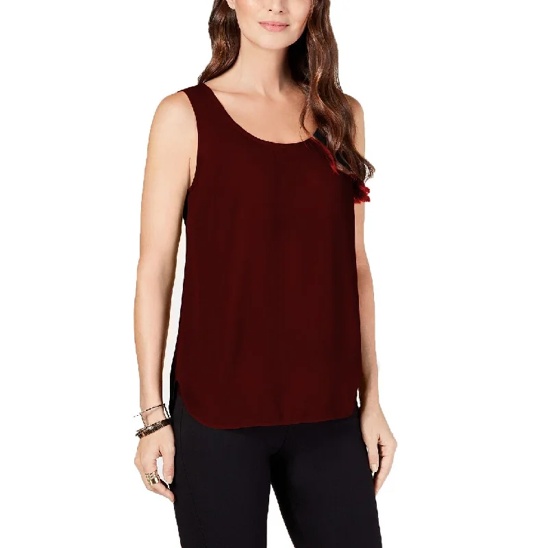 Alfani Women's Sleeveless Scoop-Neck Blouse Wine Size Medium