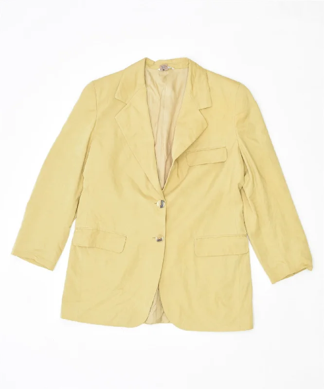 ARMORICA Womens 2 Button Blazer Jacket IT 44 Medium Yellow Viscose Vintage