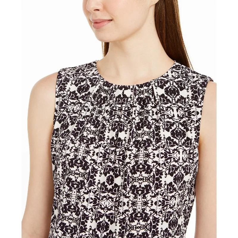 Calvin Klein Women's Printed Sleeveless Top Black Size Large