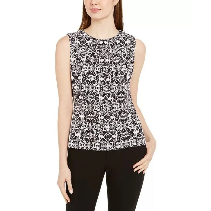 Calvin Klein Women's Printed Sleeveless Top Black Size X-Small - XS