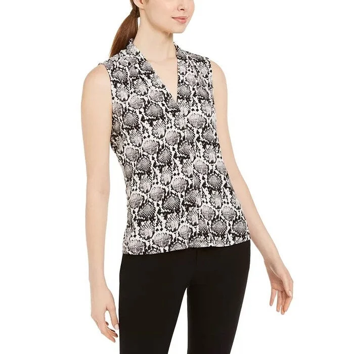 Calvin Klein Women's Sleeveless Snakeskin Print Top Charcoal Size Medium