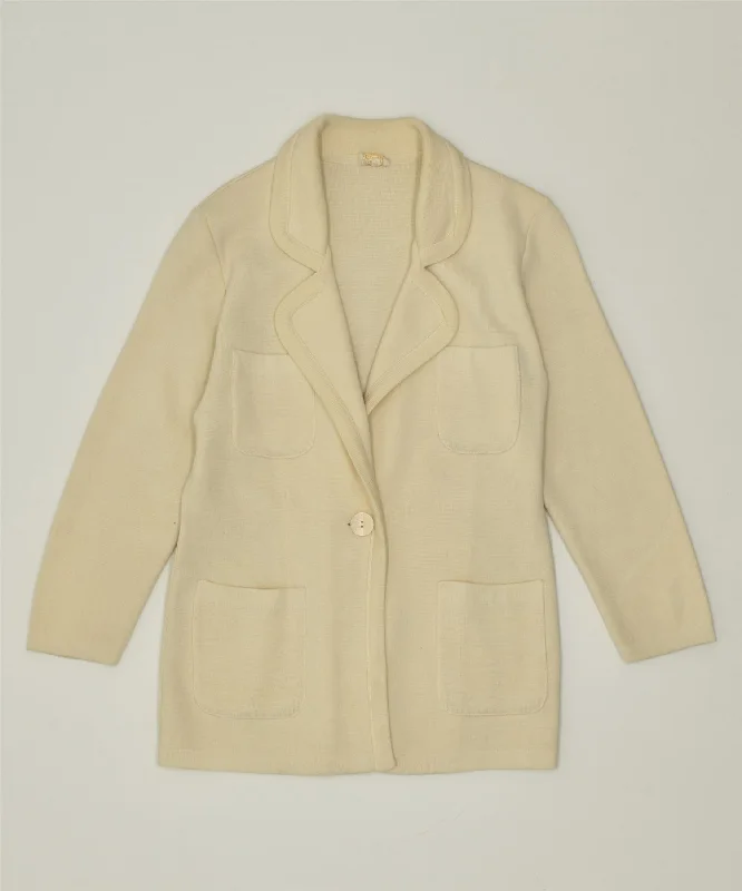 FURNKRANZ Womens Loose Fit 1 Button Blazer Jacket EU 38 Medium Beige