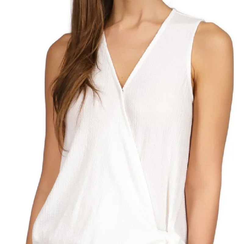 Michael Kors Women's Sleeveless Wrap Tie Top White Size Large